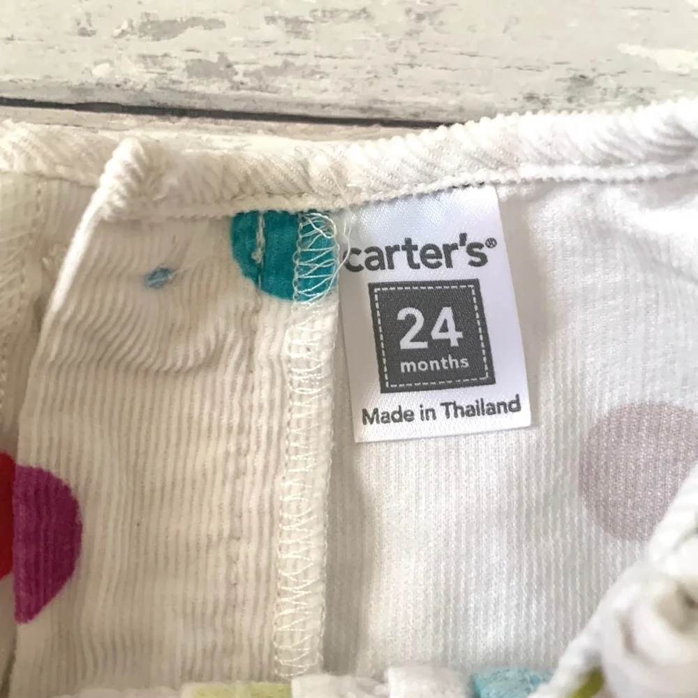 Carters 24m Baby Girl Corduroy Jumper Dress White Rainbow Polka Dots Kids